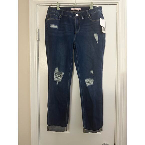 JUSTFAB Distressed Slim Boyfriend Jeans Denim Pants - Sz 27 - NWT - Picture 2 of 6